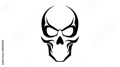 Tribal stylized skull vector graphic art design on white background