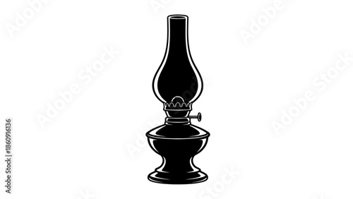 Vintage oil lamp icon isolated on white background classic kerosene lamp silhouette