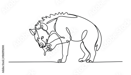 One continuous line illustration of an Hyenas , isolated on white background.