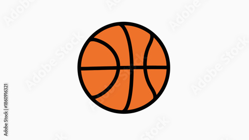 A simple graphic illustration of a basketball on a white background