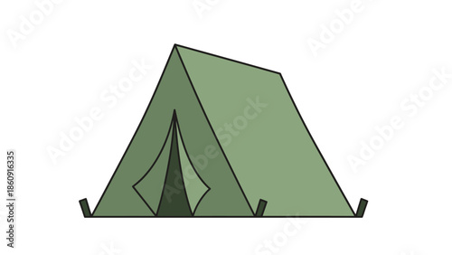 A simple green tent illustration for outdoor adventures and camping trips