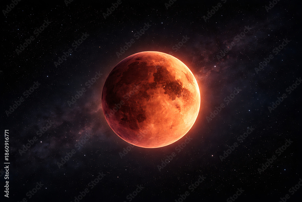 Obraz premium Blood lunar eclipse in sky