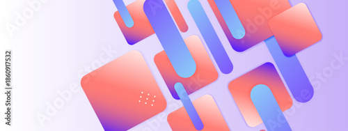 Gradient rounded shapes in pink and blue on purple, perfect for modern and colorful designs needing a soft yet vibrant touch