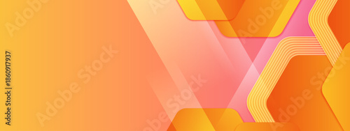 Abstract design in orange, yellow, and pink tones with geometric shapes. Suitable for backgrounds, web banners, and modern branding