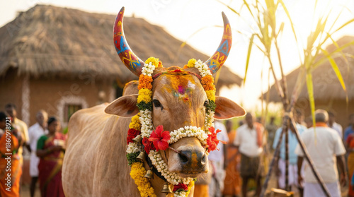 Decorated Bull in Indian Vi...