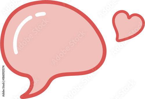 Pink Heart Speech Bubble Vector Illustration for Love Message and Valentine Design