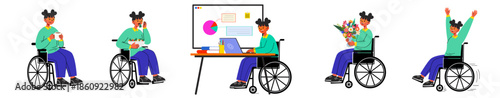 Inclusive Professional Work Set Featuring a Successful Woman in a Wheelchair