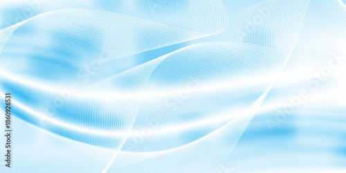 Abstract white wavy glowing lines on a blue background. Futuristic digital high-technology pattern. Health Care concept.