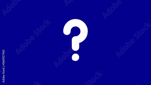 White question mark symbol on blue background animation