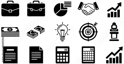 Business icons for finance, growth, and success