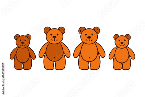 set of Teddy bear vector illustration isolated on white background