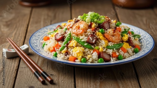 Delicious Chinese Fried Rice with Shrimp.