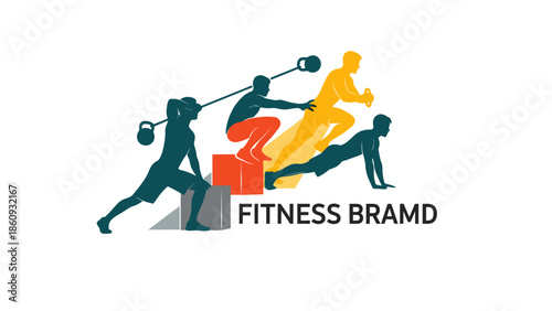 Dynamic Fitness Brand Logo Featuring Athletes in Motion.