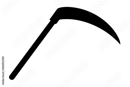 Sickle Tool Silhouette Vector Isolated on White Background 
