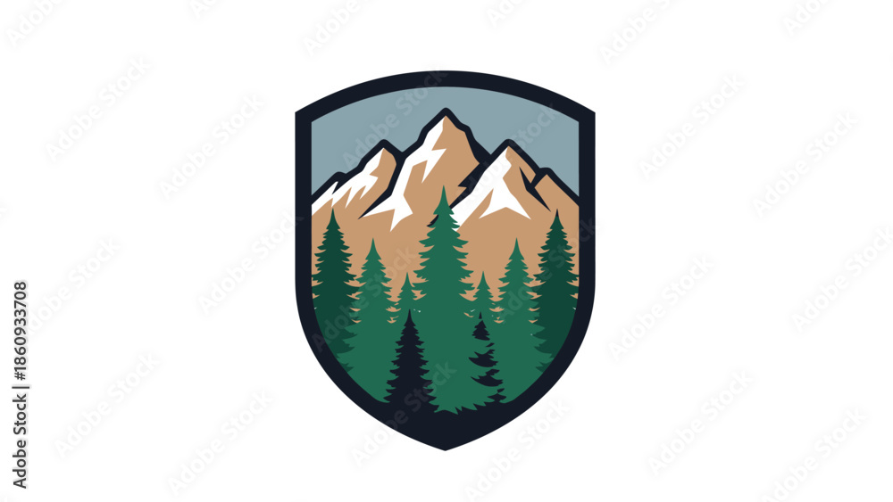 Fototapeta premium Mountain Forest Emblem Badge Nature Landscape Design.