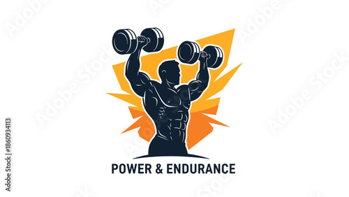 Muscular man lifting dumbbells demonstrating power and endurance.