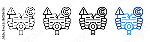 Copyright Infringement Icon Different Style Outline Collection Set