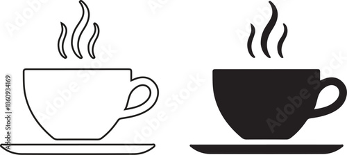 Coffee mug and tea cup vector icon . coffe cup icon vector thin outline style sign.