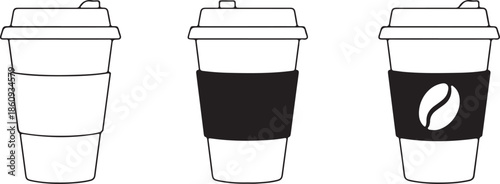 Coffee cup vector icon set. Paper coffee cup icon isolated .