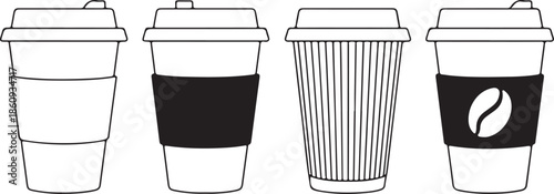 Coffee cup vector icon set. Paper coffee cup icon isolated .