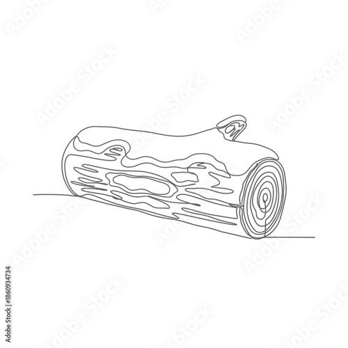 Simple line drawing of a snow covered log