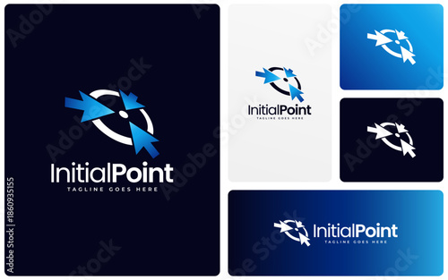 Initial Point Direction Logo Design Featuring Arrow and Starting Point Concept for Business Growth, Navigation, Strategy, Consulting, Startup, Technology, Guidance, Progress.