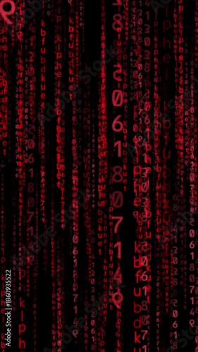 Matrix Rain Digital Code Red Background | Futuristic Cyber Technology Animation | Ultra HD 4K Loop