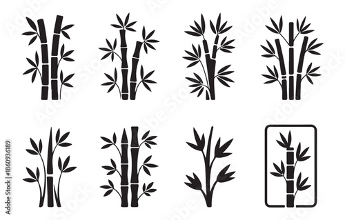 Bamboo tree silhouettes vector graphics for asian interior decoration and zen lifestyle promotional material design