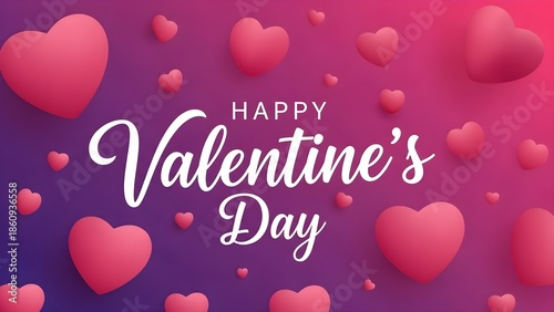 Happy valentine's day greeting with pink hearts