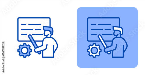 Training Program Line Color  Two-tone color and contrasting background icon illustration