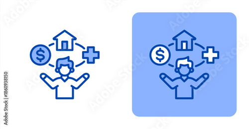 Employee Benefits Line Color  Two-tone color and contrasting background icon illustration