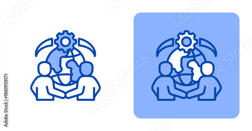 Outsourcing Line Color  Two-tone color and contrasting background icon illustration