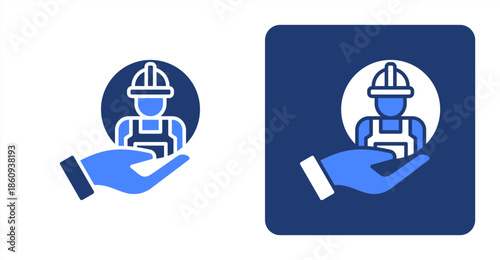 Employment Glyph Color  Two-tone color and contrasting background icon illustration