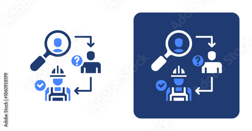 Hiring Process Glyph Color  Two-tone color and contrasting background icon illustration