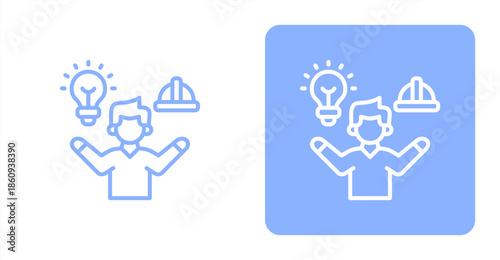 Staffing Line  Two-tone color and contrasting background icon illustration