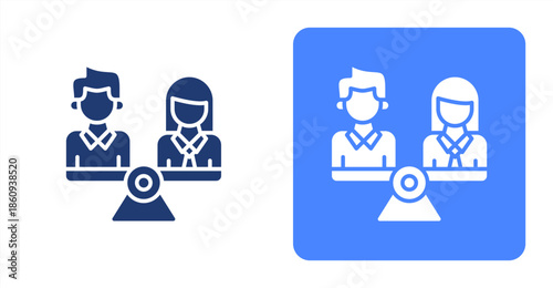 Equal Opportunities Glyph  Two-tone color and contrasting background icon illustration