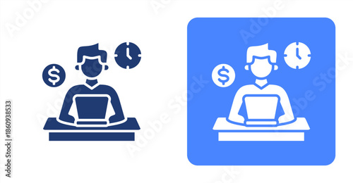 Freelance Glyph  Two-tone color and contrasting background icon illustration