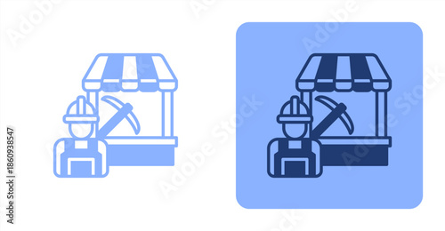 Labor Market Mixed  Two-tone color and contrasting background icon illustration