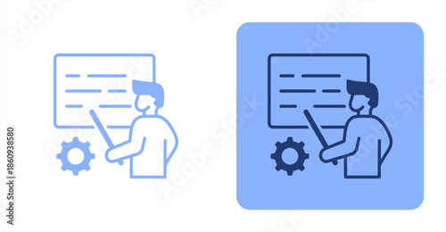 Training Program Mixed  Two-tone color and contrasting background icon illustration
