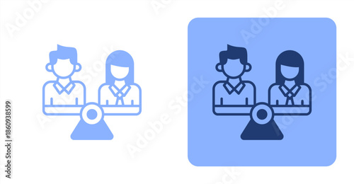 Equal Opportunities Mixed  Two-tone color and contrasting background icon illustration