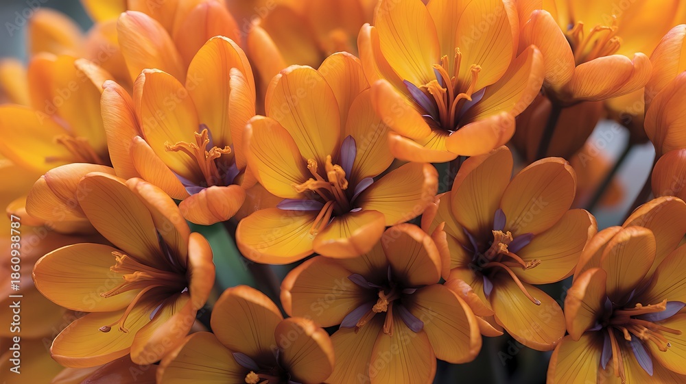 Obraz premium Beautiful Close-Up of Vibrant Orange Saffron Flowers in Bloom Photo