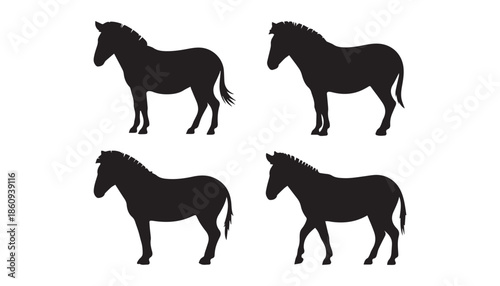 black color horse set of silhouette vector illustration, solid white background