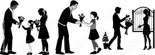 Elegant silhouettes of couples dancing at a formal event