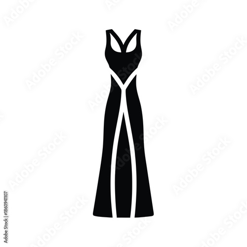 Cut Out Maxi Dress With Side Slit Vector Illustration