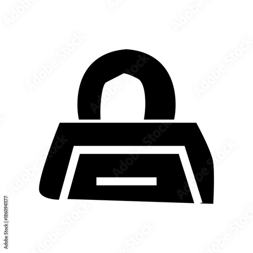 Black dufflebag icon isolated on white background. 