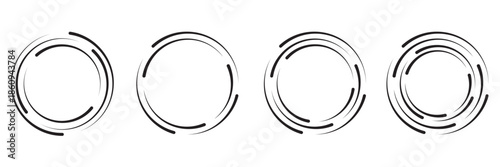 Futuristic swirl template with speed icon. Minimal circular interface elements showing loading and progress states, suitable for technology, app design, and digital user interface concepts.
