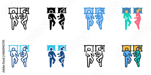 Sleep icons set multiple style collection. Editable stroke 
