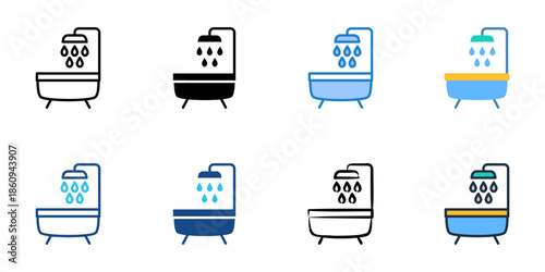 Bathroom icons set multiple style collection. Editable stroke 
