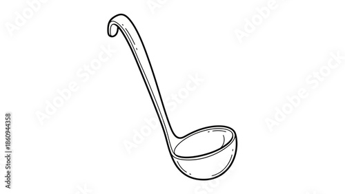Classic kitchen ladle illustration for culinary serving and food preparation needs, ideal for various recipes