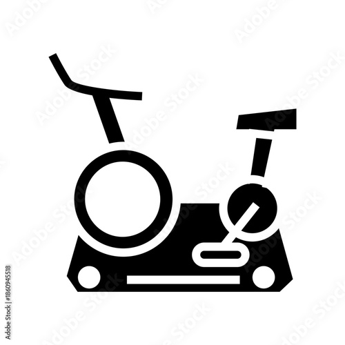 Black treadmill icon isolated on white background. Simple flat silhouette symbol representing fitness,running,workout and health.